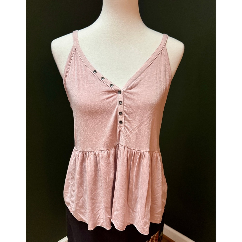 American Eagle Soft Sexy Pink Peplum Tank Top Women's Size L